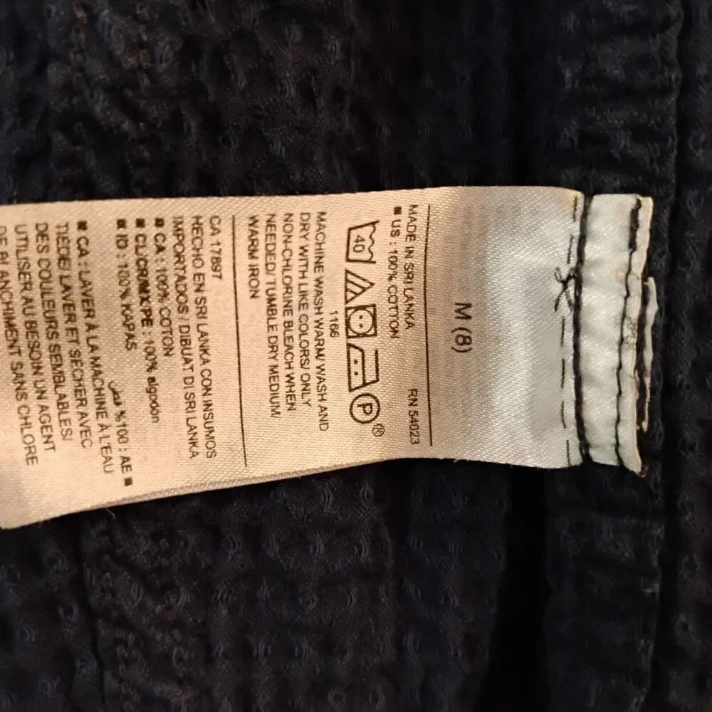 Old Navy Boys Indigo Blue Waffle Weave Button Down Shirt Sz M